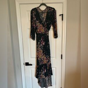 Women’s Dark Green Floral Maxi Wrap Dress Size:L
